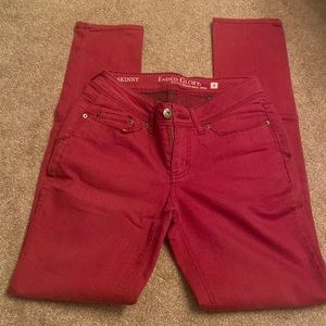 Faded Glory cranberry skinny high-waisted jeans